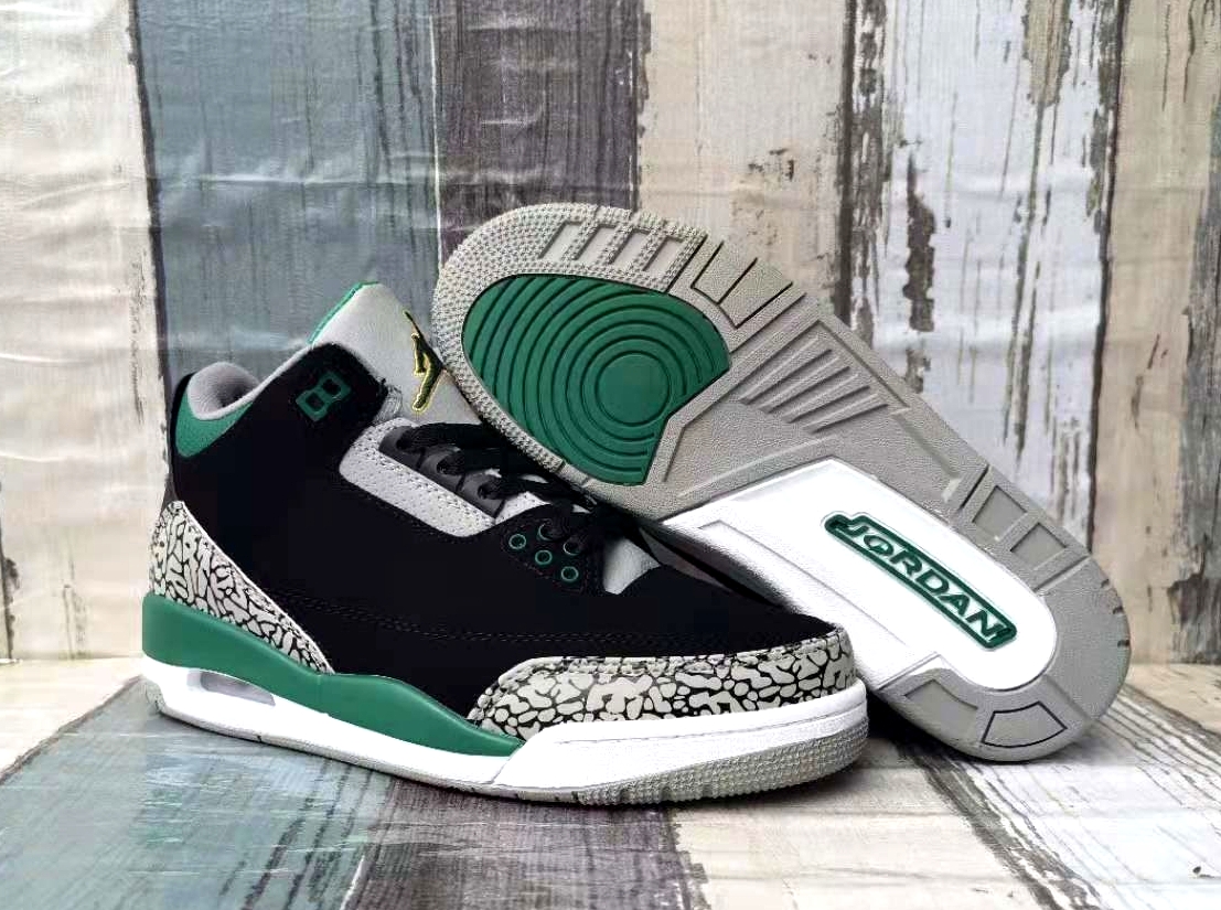 2021 Air Jordan 3 Black Green Cement Grey Shoes 2021 Air Jordan 3 Black Green Cement Grey Shoes